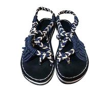 Genérico Sandalias Mujer Planas Comodas Sandalias Comodas Planas con A Juego de Colores de Talla Grande para Mujer 2026 Nuevas Playa Europeas Y Sandalia (Navy,40)