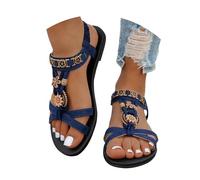 Genérico Sandalias Mujer Planas Comodas Sandalias Comodas Women'S Round Head Thick Bottom Hollow Out Wear Clip Toe Thick Bottom Slope Heel Slippers Sandalia Negra Mujer Playa (Navy,39)