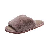 Genérico Sandalias Mujer Planas Comodas Sandalias de Verano Y Pantuflas para Mujer,Cálidas,de Felpa,A La,Tamaño Cómodo,Color Sólido,Más Pantuflas para Zapatos Verano (Khaki,43)