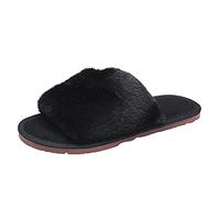 Genérico Sandalias Mujer Planas Comodas Sandalias de Verano Y Pantuflas para Mujer,Cálidas,de Felpa,A La,Tamaño Cómodo,Color Sólido,Más Pantuflas para Zapatos Verano (Black,43)