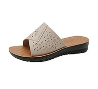 Genérico Sandalias Mujer Planas Cómodas Sandalias Doradas Thick Bottom Slope And Fashion Outside Wearing Open Toed Square Head Cold Drags Women'S Shoes Korean Mujer Planas (Beige,42)