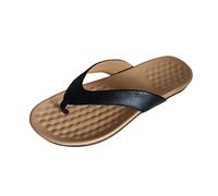 Genérico Sandalias Mujer Planas Cómodas Sandalias Playa Pantuflas de Espiga Casuales Cómodas Planas con Punta de Clip Cuero Color Sólido A La para Mujer Deportivas (Black,37)