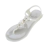 Genérico Sandalias Mujer Planas Pies Anchos Verano Vestir Flip Slippers Summer Flops Women'S Plástico Non Sandals T Buckle Women'S Sandalias Sandalia Deportivas Mujer Planas (White,39)