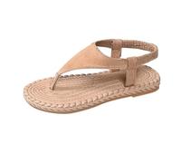 Genérico Sandalias Mujer Planas Pies Anchos Zapatos Verano Verano: Sandalias de Tacón Grueso con En La Parte Superior,Informales,Modernas,Cómodas Y Versátiles. Sandalia Deportiva Mujer (Khaki,39)