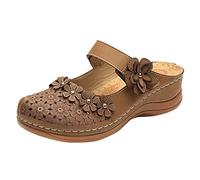 Genérico Sandalias Mujer Planas Sandalias Mujer Blancas Cuñas Hollow Dee Slippers Ladys Tobillo Sandals Round Girls Round Girls Para Mujeres Femeninas Cerradas Chanclas (Brown,41)