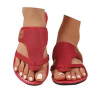 Genérico Sandalias Mujer Planas Sandalias para Playa Mujer Women'S Round Head Thick Bottom Hollow Out Wear Clip Toe Thick Bottom Slope Heel Slippers Cerradas Playa (Red,37)