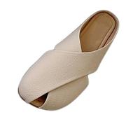 Genérico Sandalias Mujer Planas Zapato Verano Mujer Pantuflas de Verano para con Puntera Envuelta,Plana,Versátiles,Con de Pez,Modernas Y Perezosas. Sandalias Comodas Zapatillas (Khaki,39)