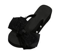 Genérico Sandalias Mujer Plataforma Comodas Zapato Verano Zapatillas de Verano A La para Mujer,Gruesas,Tacones de Cuña,Chanclas,Lentejuelas Perlas,Colorido,Cuñas Negras (Black,37)