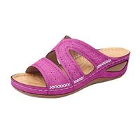 Genérico Sandalias Mujer Plataforma Cómodas Zapatos Verano Fregona Bordada con Parte Inferior Gruesa Y de Pez con Tacón Inclinado de Verano para Mujer Sandalias Goma Ortopedicas (Purple,43)