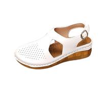 Genérico Sandalias Mujer Plataforma Cómodas Zapatos Verano Women'S Sandals With Closed Toe And Buckle Closure For Casual Wear In Plus Sizes Sandalias Mujer Confort para Playa (White,37)