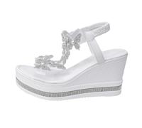 Genérico Sandalias Mujer Plataforma Cuñas Mujer Verano Sandalias de Cuña de Verano Para,con Decorado,Sin Cordones,Informales con Cuña Talla 42 (White,38)