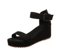 Genérico Sandalias Mujer Plataforma Ortopedicas Blancas Sandalias de Mujer Exteriores con Borde Negro,Gruesa,Hebilla de Una Palabra,con Pendiente A La Comodas (Black,41)