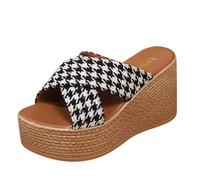 Genérico Sandalias Mujer Plataforma Ortopedicas Verano Cuña Sandalias de Cómodas con de Lino Y Punta Abierta,Informales,con,Para Verano. Altas Mujer Ortopedicas (Black,39)