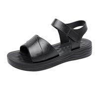 Genérico Sandalias Mujer Plataforma Pies Anchos Blancas Sandalias Gruesas de Estilo Casual con Puntera Expuesta,Y Ligeras,Ideales para de Edad Y Mayores. Tacon Bajo Plateado (Black,40)
