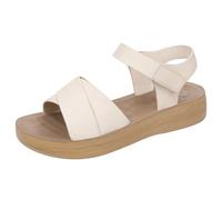 Genérico Sandalias Mujer Plataforma Pies Anchos Blancas Sandalias Gruesas de Estilo Casual con Puntera Expuesta,Y Ligeras,Ideales para de Edad Y Mayores. Tacon Bajo Plateado (Beige,38)