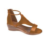 Genérico Sandalias Mujer Plataforma Pies Anchos Marrones Cremallera Verano Abierto Color Sólido Sandalias Zapatos de Mujer Casual Cuñas Toe de Cuñas Negras (Brown,40)