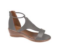 Genérico Sandalias Mujer Plataforma Pies Anchos Marrones Cremallera Verano Abierto Color Sólido Sandalias Zapatos de Mujer Casual Cuñas Toe de Cuñas Negras (Grey,42)