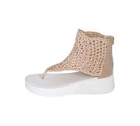 Genérico Sandalias Mujer Plataforma Sandalias Cómodas de con Cremallera Y Puño de Tobillo Crochet para Mujer Zapatos Verano Cerradas Verano Negras (Beige,42)