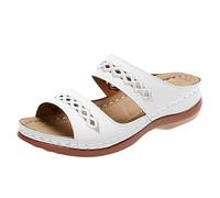 Genérico Sandalias Mujer Plataforma Sandalias Cómodas de Verano para Mujer,de Color Liso,Informales,con Punta Abierta,con Cuñas Y Y Transpirable Sandalia Negra (White,40)