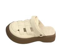 Genérico Sandalias Mujer Plataforma Sandalias Cómodas Mujer Roman Sandals Women Summer Hollow Casual Retro Versatile Thick Bottom Beach Sandals Sandalia Plana Zapatillas Casa Verano (Khaki,40)