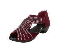 Genérico Sandalias Mujer Plataforma Sandalias Cuña Verano Pantuflas de Verano Para Mujer con Tacón Grueso,Hebilla Cuadrada Y Punta Abierta. Cómodas Zapatos de (Red,36)