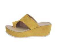 Genérico Sandalias Mujer Plataforma Sandalias Marrones de para Mujer - Pantuflas con Tiras Y Tira Entre Los Dedos,con Plantilla Acolchada para Un Look Casual de (Yellow,42)