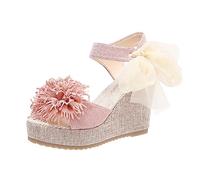 Genérico Sandalias Mujer Plataforma Sandalias Negras Mujer Las Mujeres Verano Flores Pajarita Con Cordones Casual Punta Abierta Cuñas Cómodos Zapatos de Playa (Pink,40)