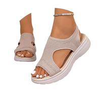 Genérico Sandalias Mujer Primavera Verano Casual Cómodas de Malla Transpirable Punta Abierta Calada Suela Gruesa Tacón Bajo Pequeño para Ciudad Trabajo