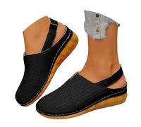 Genérico sandalias mujer,sandalias cuñas,Women's Sandals With Closed Toe And Buckle Closure For Beach Casual Wear In Plus Sizes Zapatos Dorados (Black, 42)