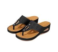 Genérico Sandalias Mujer, Sandalias De Talón De Pendiente Abierta Para Mujeres Elegantes Y Versátiles, Silueta Fresca Con Separador De Dedos Y Tacón De Cuña Para Temporada Estival（Negro,39