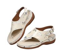 Genérico Sandalias Mujer, Sandalias De Talón De Pendiente Abierta Para Mujeres Elegantes Y Versátiles, Silueta Fresca Con Separador De Dedos Y Tacón De Cuña Para Temporada Estival（Caqui,36