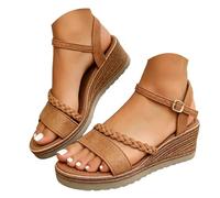 Genérico Sandalias Mujer Sandalias Mujer Comodas, Sandalia Mujers Verano Sandalias De Tira Única Cuña Grueso Con Soporte del Arco Ajustables De Yute Casuales Para Playa Minimalistas Bohemias