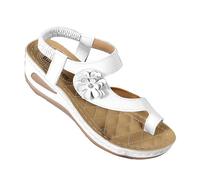 Genérico sandalias mujer,sandalias plataforma mujer,Women's Round Head Thick Bottom Hollow Out Wear Clip Toe Thick Bottom Slope Heel Slippers Calcetines Piscina (White, 37)