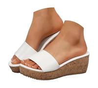 Genérico sandalias mujer suela gruesa para mujer, una brida, moderna y casual Sandalia mujer playa Sandalia mujer cómoda con suela memoria de forma para caminar prolongada, blanco, 40 EU Large