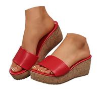 Genérico sandalias mujer suela gruesa para mujer, una brida, moderna y casual Sandalia mujer playa Sandalia mujer cómoda con suela memoria de forma para caminar prolongada, rojo, 41 EU Large