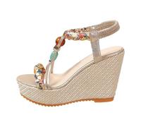 Genérico Sandalias mujer tacón alto stylish puntera abierta, verano primavera cuña cómoda ajuste seguro plataforma zapatos cena noche evento social