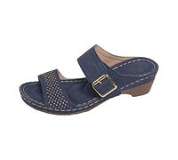 Genérico Sandalias Mujer Tacon Ortopedicas Zapatos Verano Sandalias de Playa con Tacón Bajo para Mujer,Informales,Huecas,con Cerradas por Delante Playa (Blue,39)