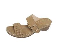 Genérico Sandalias Mujer Tacon Ortopedicas Zapatos Verano Sandalias de Playa con Tacón Bajo para Mujer,Informales,Huecas,con Cerradas por Delante Playa (Brown,42)
