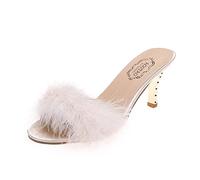 Genérico Sandalias Mujer Tacon Sandalias Blancas Anchas de Gran Tamaño Y de Alto Tamaño Fashion Slippers Solid Decoration Heel Color Femeninas Sandalia Negra Mujer (Beige,38)