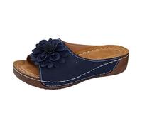 Genérico Sandalias Mujer Tacon Zapatos casuales uela gruesa flores da color liso punta abierta sandalias huecas primavera verano ire libre Zapato (Blue, 41)