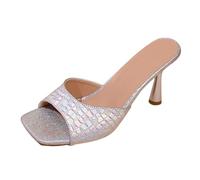 Genérico Sandalias Mujer Tacones Elegantes Para Mujeres, Estilo Relajado Y Transpirable, Prácticos Para Actividades Cotidianas Variadas（Plata，42）