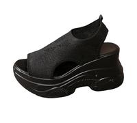 Genérico sandalias mujer verano,alpargatas cuña negra,Silueta informal para preparativos rápidos antes de salidas casuales con grupos de amistades_1