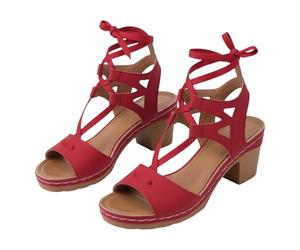 Genérico Sandalias Mujer Verano Comodas Cómodas Zapatos Casual Side Hollow Belt Buckle Flat Bottom Roman Shoes Women'S Summer Sandals Fashion Women'S Sandals Sandalias Deportivas Mujer Rosa (Red,42)