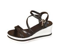Genérico Sandalias Mujer Verano Comodas Ortopedicas Zapatos Sandalias Gruesas para Mujer,Cómodas Y Versátiles,Informales,de Playa,con Tacón de Cuerda Y Punta Cuñas Negras Verano (Black,39)