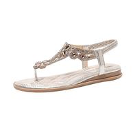 Genérico Sandalias Mujer Verano Comodas Planas Sandalia Plana Vestir Pie Ancho Anchas Zapatos De Mulher Casual Cómodas Tacon Negras Elegantes Sandals Women Beige Confort Para Pies Delicados Zapato38