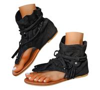 Genérico Sandalias Mujer Verano Comodas, Sandalias De Verano Mujer, Espadrilles Planas Retro A Nudo De Verano Dedos Abiertos Bohemias Confortables Para Caminatas Y Fiestas