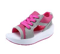 Genérico Sandalias Mujer Verano Cómodo Zapatos de Mujer de Gran Tamaño Sandalias de Verano Casual la y Versátil Boca Pescado Cuña Mujer Verano Soles Cuñas, rojo, 38.5 EU