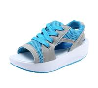 Genérico Sandalias Mujer Verano Cómodo Zapatos de Mujer de Gran Tamaño Sandalias de Verano Casual la y Versátil Boca Pescado Cuña Mujer Verano Soles Cuñas, azul, 37.5 EU