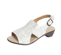 Genérico Sandalias Mujer Verano Cómodo Zapatos Suela Gruesa Cuña al aire libre Cómodo Transpirable e Casual Sandalias Mujer Verano Soles Cuña Sandale Mujer Cuero, blanco, 38.5 EU