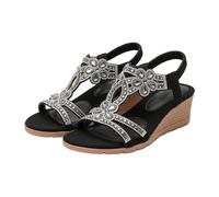 Genérico Sandalias Mujer Verano con textura de lino y hebilla ajustable, punta abierta de estilo natural para la temporada cálida